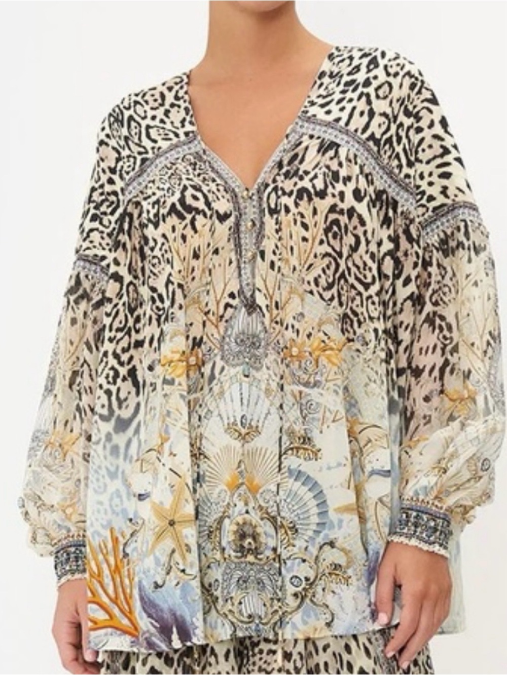 NWT $599 CAMILLA Seahorse Sonnet Blouson Top Sz OS